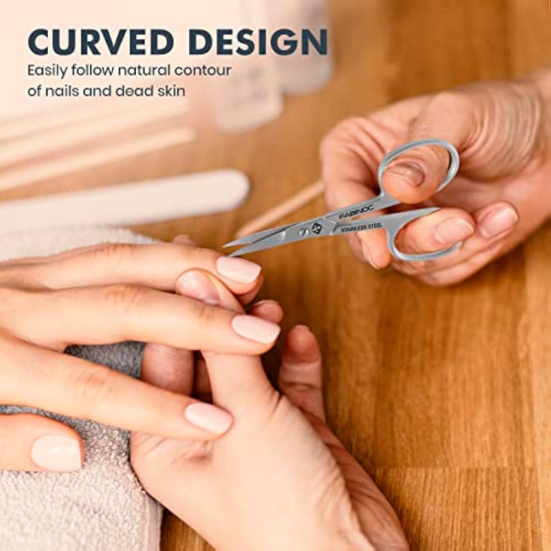 FABINOC® Curved Cuticle Scissors | German Quality Stainless Steel Multi-Purpose Sharp Manicure Scissors for Men & Women