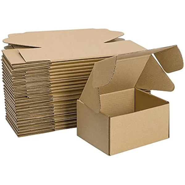 HORLIMER 25 Pack Shipping Boxes, 15.2x10.2x7.6cm(6x4x3 inches) Corrugated Cardboard Mailing Box, Brown