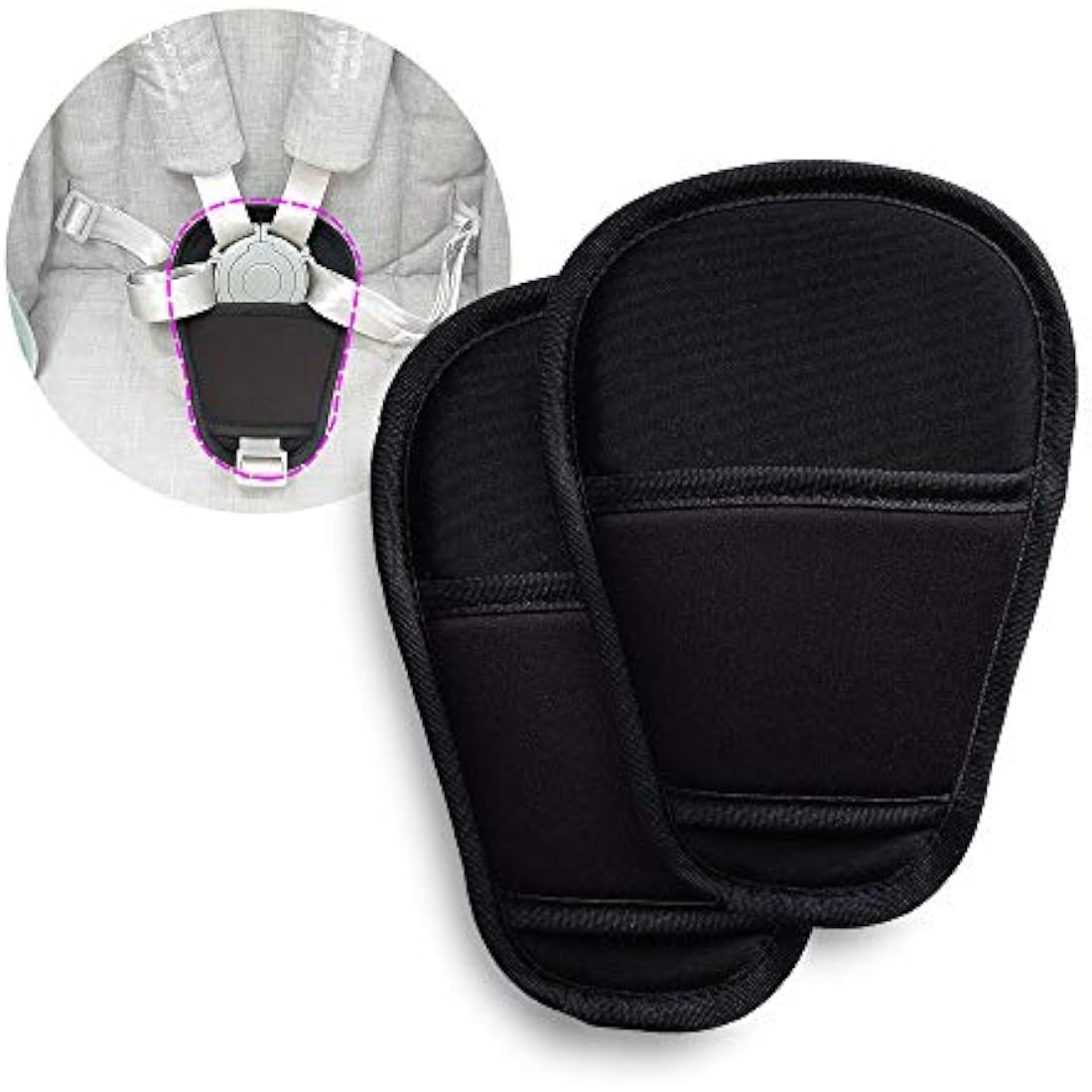 2 Piece Baby Stroller Car Seat Seat Belt Cushion Universal High Chair Crotch Belt Pads for Newborns Infants and Kids (Crotch Pads)