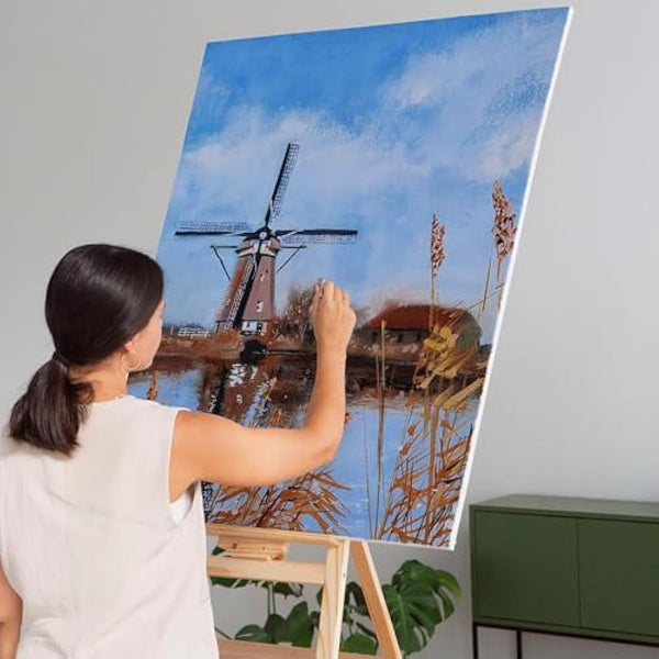 Elan Stretched Canvases 90x120 CM, 3-Pack Extra Large Canvas for Painting 280 GSM, Triple Primed A0 Canvas for Painting 90x120 CM, Extra Large Art Canvases