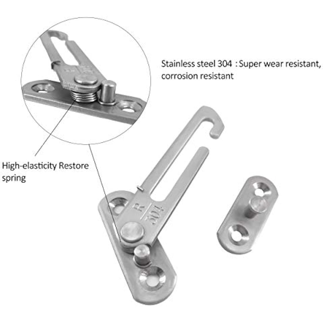 2 Pairs Window Restrictors Locks,Aongray Window Restrictor Hook Window for UPVC Stainless Steel 304 Security Lock Child Lock Restrictor Catch Safety Catch with Screws (Silver,2 Pairs)