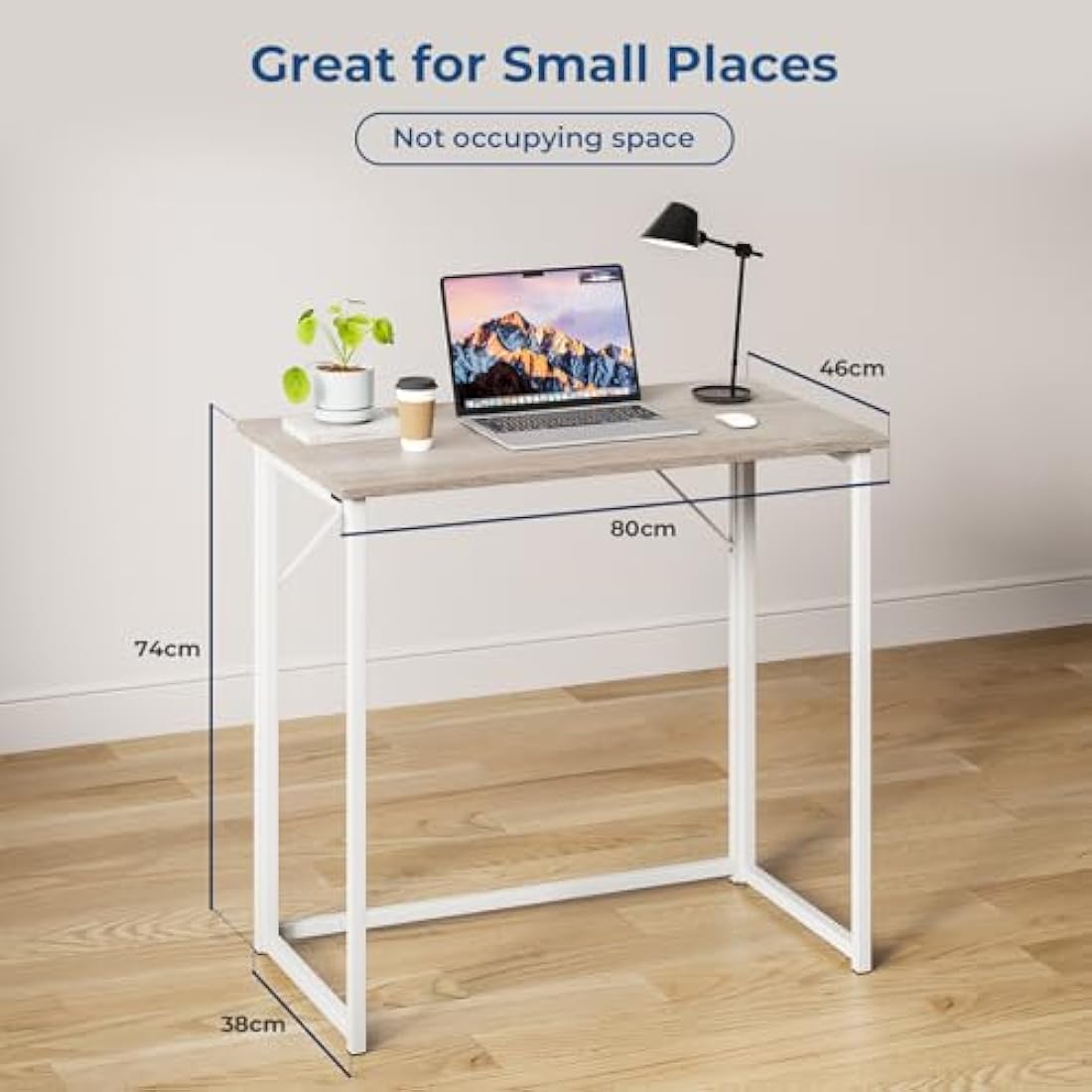 Dripex Folding Desk Foldable Small Computer Desk Writing Table for Small Place Easy Assembly, Oak