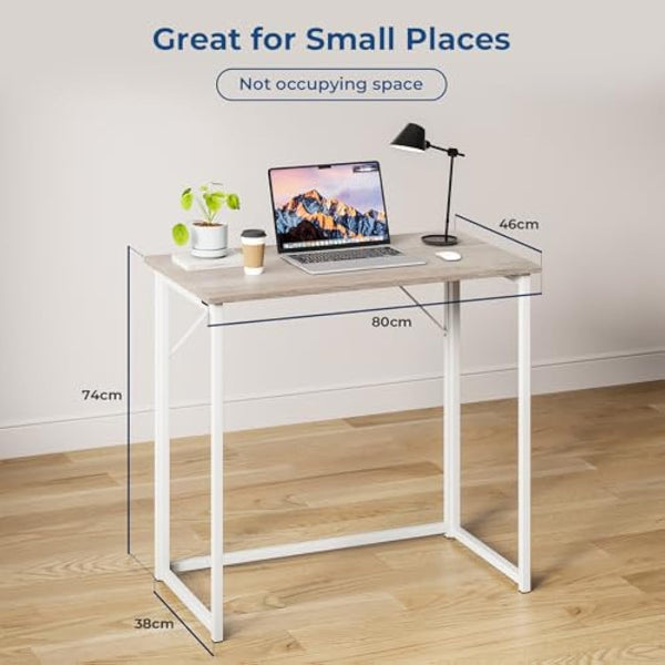Dripex Folding Desk Foldable Small Computer Desk Writing Table for Small Place Easy Assembly, Oak