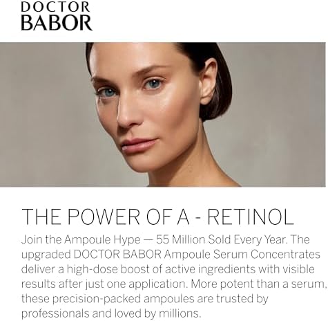 DOCTOR BABOR Renewal Ampoules, Serum Concentrate for Face, with Anti-Ageing Effect, Finer and Smoother Skin, Encapsulated Retinol with Bakuchiol and Tripeptide, Vegan Formula, 7 x 2 ml