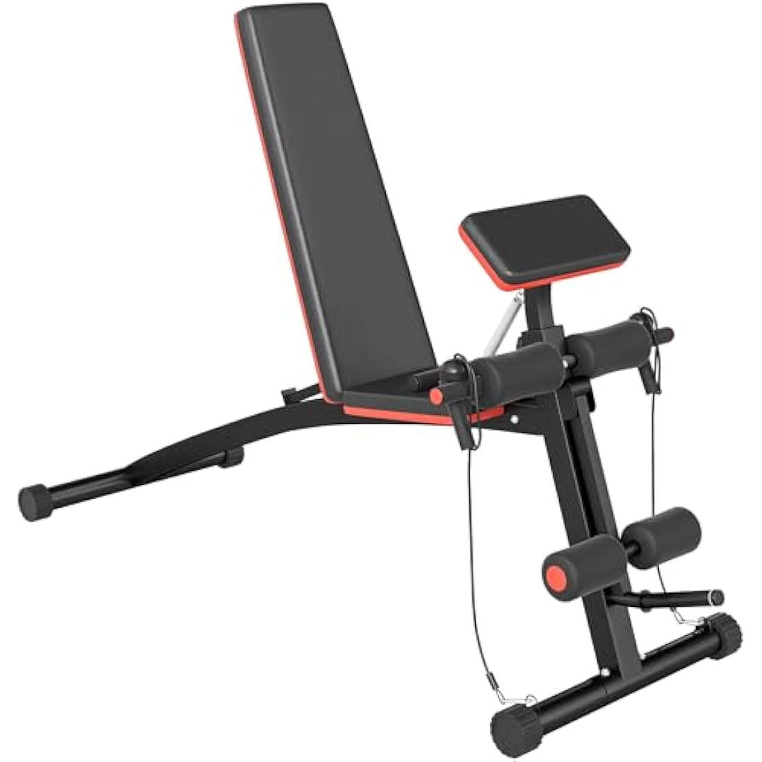 HOMCOM Foldable Weight Bench, Strength Training Sit Up Bench, Incline Decline Bench with 7-Level Backrest, Leg Extension Machine, Preacher Pad and Resistance Band for Home Gym Workout