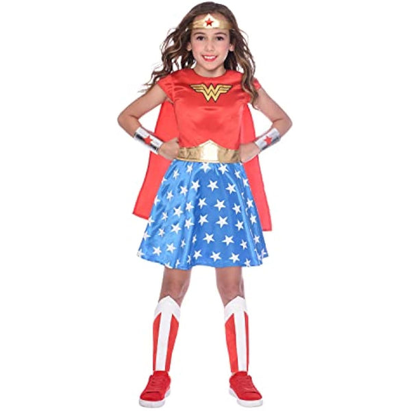 Amscan 9906082 - Kids Official Warner Bros. DC Comics Wonder Woman Classic Fancy Dress Costume Age: 4-6 Yrs