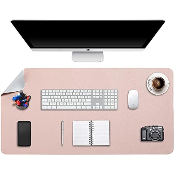 Desk Pad Large, Desk Mat, Extended Mouse Mat, Mouse Pad XXL, Desk Blotter, DOBAOJIA Laptop Pad Writing Pad for Office/Home, Dual-Side Use PU Leather Waterproof 35.4" X 16.9" (Pink/Silver)