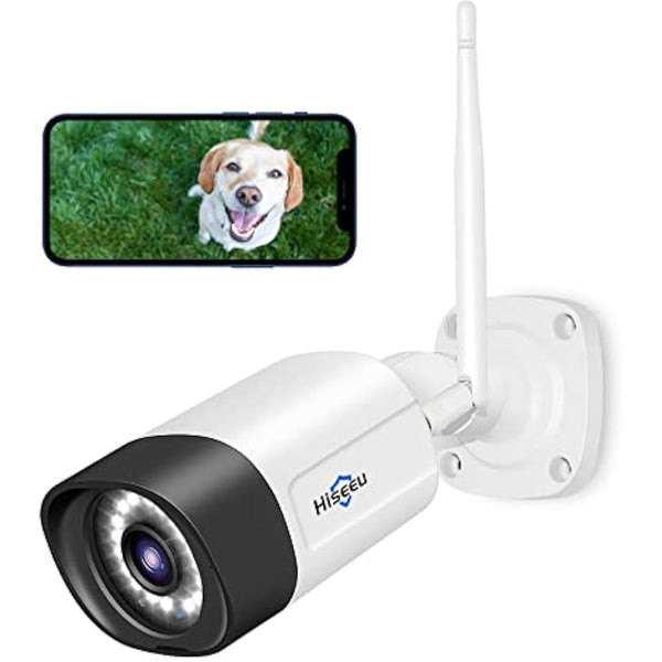 Hiseeu 1080P Security Camera Two-Way Audio Surveillance Camera,Outdoor Wireless Camera With Waterproof, Motion Detection and Day& Night Vision Functions,Bullet Camera Compatible with Multi-Systems