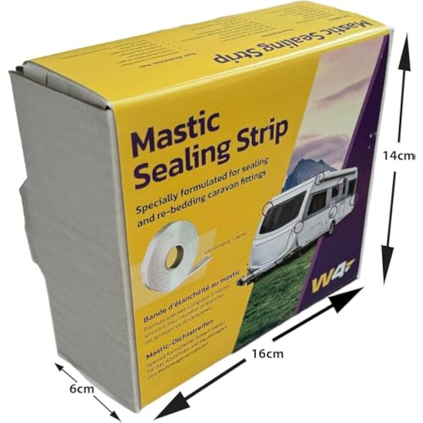 W4 Mastic Sealing Strip for Caravans & Motorhomesmm – Grey 32mm Weatherproof Sealant for Overlap Joints, Awning Rails, Roof-Lights, Window Surrounds & External Trims, Durable & Easy to Apply