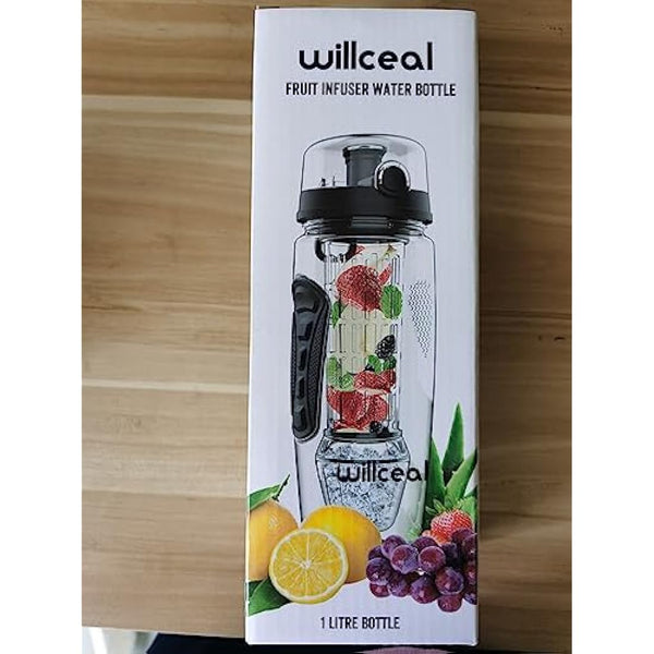 Fruit Infuser Water Bottle 32oz Durable with Detachable Ice Gel Ball,Large - BPA Free Tritan, Flip Lid, Leak Proof Design - Sports, Camping (Mint)