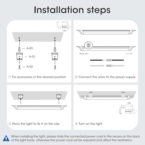 HUMIGA 4 Pack 5FT LED Batten Light, 50W 4500LM Slim Profile Wide Tube Lighting for Ceiling of Indoor Home Garage Shop Office, PC Body, Neutral White 4000K