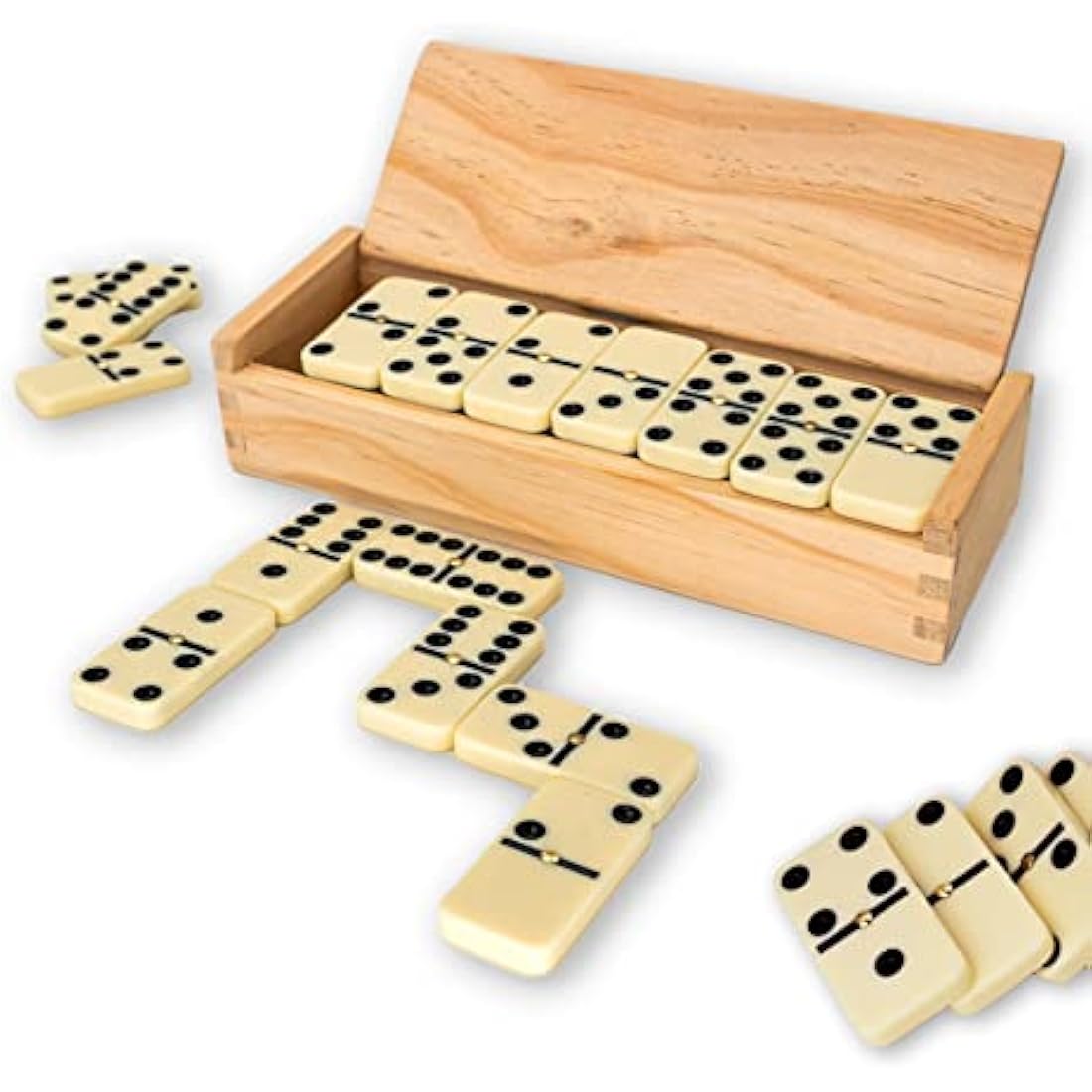 Traditional Dominoes Set | Luxury Dominos in Wooden Case For Kids & Adults Board Games