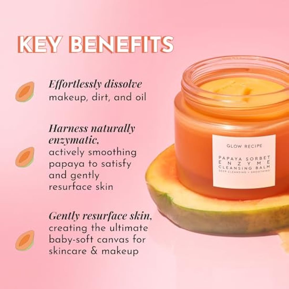 Glow Recipe Papaya Enzyme Cleansing Balm Makeup Remover - Gentle Exfoliator, Makeup Melting Balm & Face Cleanser for Women - Exfoliating Face Wash to Even Skin Tone & Lock-in Facial Hydration (3.38oz)