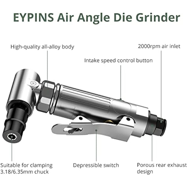 EYPINS Compressed Air Angle Die Grinder 1/4" 90 Degree Mini Sander Grinder Polisher Tool for Contour Grinding,Polishing, Milling