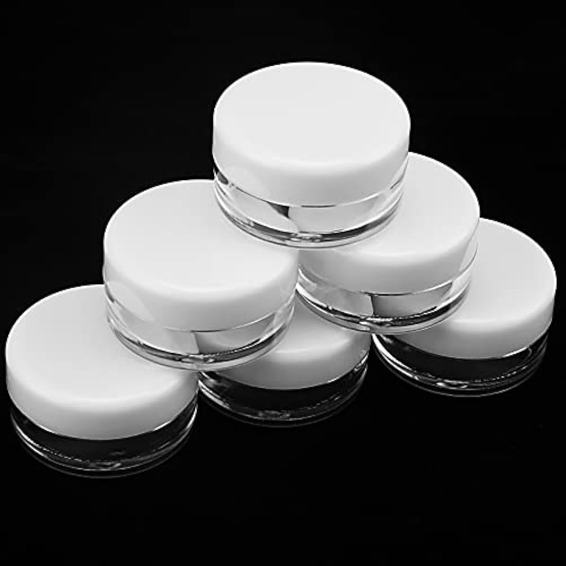 PINGEUI 100 Pcs 5ml /5g Cosmetic Pots, Empty Round Cosmetic Containers with Lids, Mini Sample Containers Pots Travel Pots for Creams, Nail Polish, Lip Balm, Glitter, Art Crafts