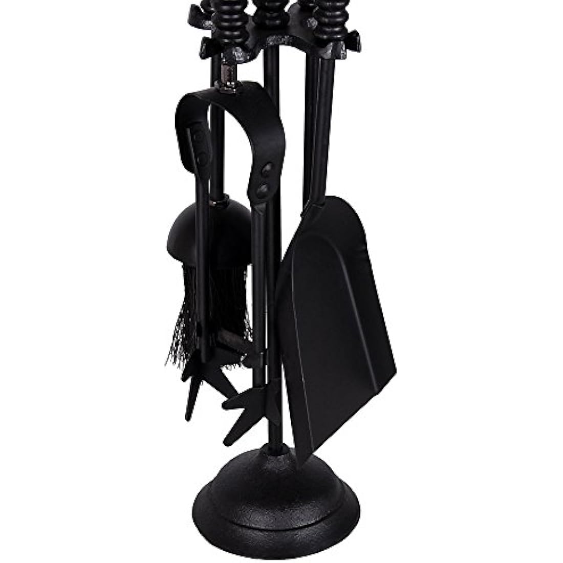 Fire Vida 5 Piece Malham Fireplace Companion Set - Black Steel Fireside Tool Kit with Stand - Includes Poker, Tongs, Brush & Shovel - Ideal for Fireplaces, Wood Burners & Fire Pits