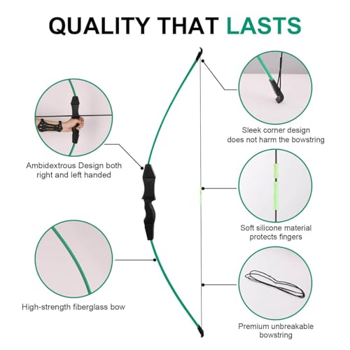 HANSPY Archery Recurve Bow and Arrow Youthbow Set Teens Beginner Gift Longbow Kit 18 Lb with 9 Arrows,9 Safety Arrow Head,5 Target Face,
