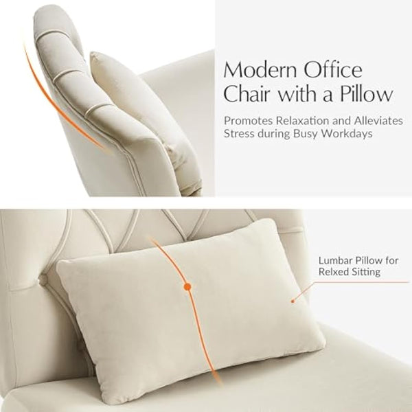 HULALA HOME Vanity Chair with wheels Criss Cross Legged Armless Adjustable Height Velvet Swivel Chair for Home Office Bedroom