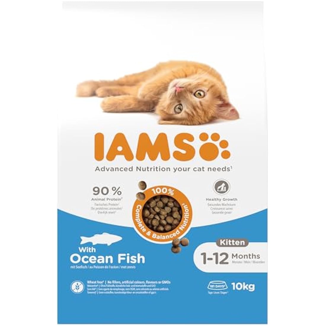 IAMS Kitten Complete Dry Cat Food Ocean Fish 10kg - For Healthy Growth