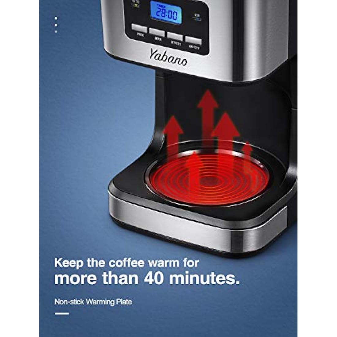 Yabano Coffee Maker, Filter Coffee Machine with Timer, 1.5L Programmable Drip Coffee Maker, 40min Keep Warm & Anti-Drip System, Reusable Filter, Fast Brewing Technology, 900W