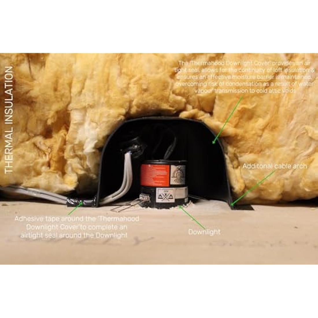 Thermahood - TH125 Pack of 10no - Airtight Downlight Covers for Over Recessed Lights and Downlights - Aids Energy Efficiency.