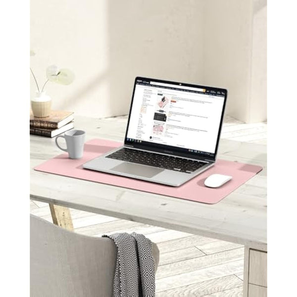 Non-Slip Desk Pad, Waterproof PVC Leather Desk Table Protector, Ultra Thin Large Mouse Pad, Easy Clean Laptop Desk Writing Mat for Office Work/Home/Decor (Pink, 60 x 35 cm)