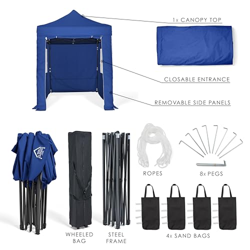All Seasons Gazebos | 3x2m Pop Up Gazebo with 4 Side Walls & Accessory Pack | Heavy Duty, Fully Waterproof, High Grade Materials (Navy)