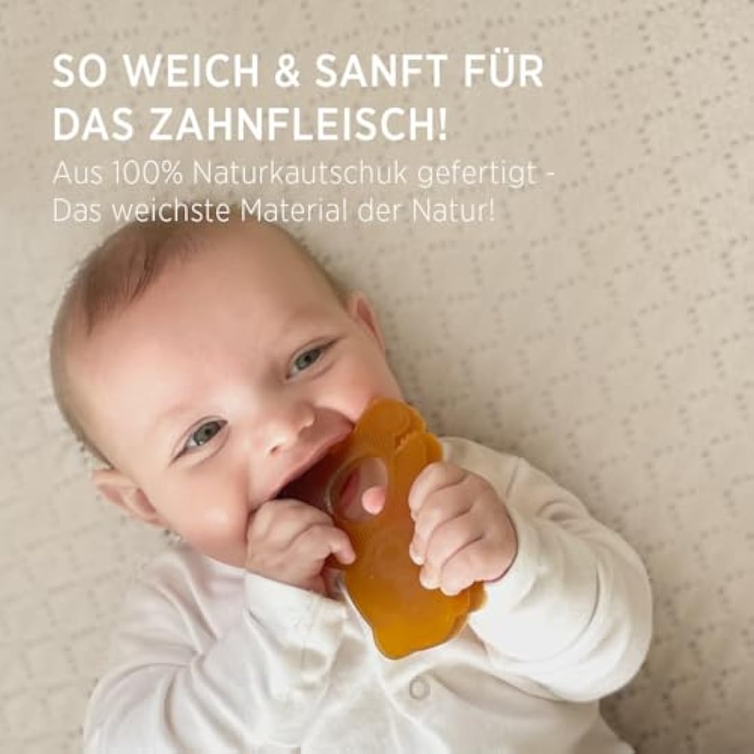 HEVEA Panda Teether for Babies - 100% Natural Rubber Soothing Teething Toy, BPA-Free & Vegan, Easy-Grip for Soothing Gums