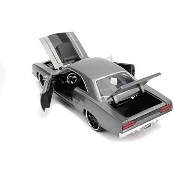 Jada Toys 253203054 Fast & Furious Dom's 1970 Plymouth Road Runner Car Tuning Model 1:24 Opening Doors Bonnet Boot wheel Grey