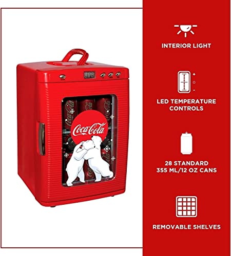 Coca-Cola Mini Fridges for Bedrooms 4L Quiet Small 6 Can Table Top Fridge For Drinks Food Coke Kids Skincare Office Home Desk Portable Retro Cooler Warmer with Built-In Bluetooth Wireless Speaker Red