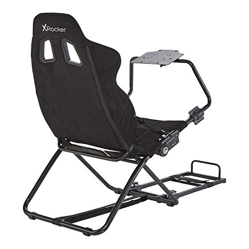 X-Rocker CHICANE Racing Sim Cockpit Racing Chair, Racing Rear Seat Frame for Steering Wheel Stands, Driving Simulation Chair with Adjustable Sliders and Adjustable Height for Racing Rig - BLACK