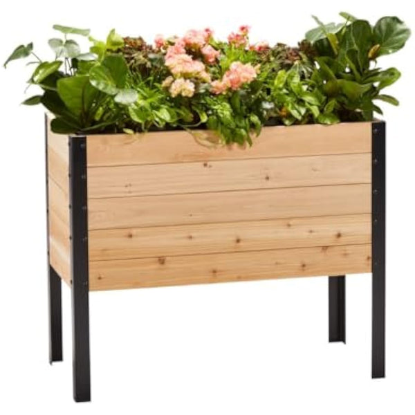 EARTH ELEVATED 100% Canadian Cedar Wood Elevated Garden Bed for Gardening - Planter Pot to Grow Herbs Flowers, and Vegetables at Home Indoor and Outdoor Patio Balcony Deck - 18” x 36” x 30”