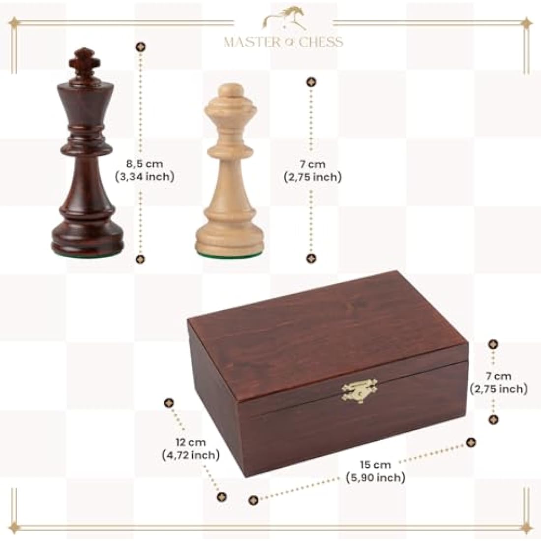 Classic STAUNTON Chess Set NO.4 in Mahogany Box | Master of Chess Wooden Chess Set | Wooden Chess Pieces Only - Handmade Tournament Chess Set Without Chess Table