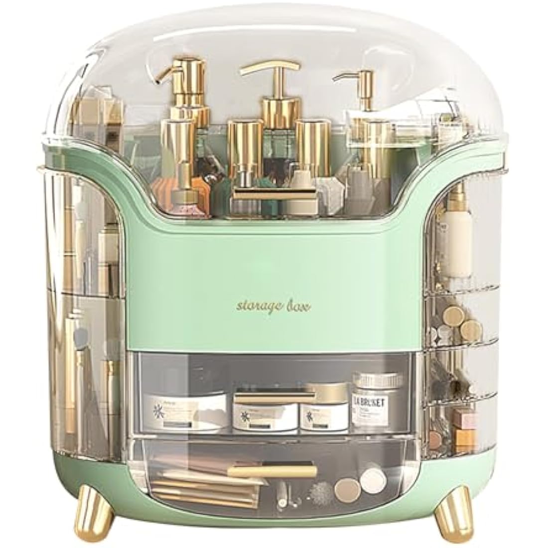 Suyoo Makeup Organiser Storage Box - Cosmetics Organisers Skincare and Beauty Case with Drawers for Bedroom Bathroom Desktop Dust-Proof Waterproof(Light Green)