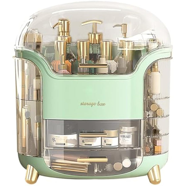 Suyoo Makeup Organiser Storage Box - Cosmetics Organisers Skincare and Beauty Case with Drawers for Bedroom Bathroom Desktop Dust-Proof Waterproof(Light Green)