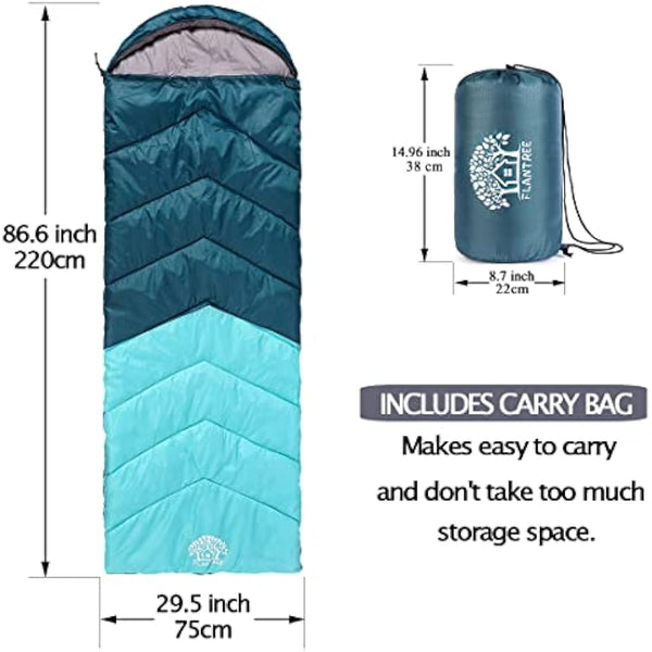 Flantree Sleeping Bag 4 Seasons Adults & Kids for Camping Hiking Trips Warm Cool Weather,Lightweight and Waterproof with Compression Bag,Indoors Outdoors Activities