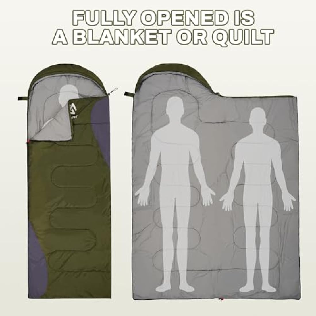 Elevon Sleeping Bag for Adults Teens Kids Cold Warm Weather, Portable Waterproof & Lightweight, Compact with Compression Sack, for 3-4 Seasons Camping, Backpacking, Hiking, Travel, Indoors Outdoors