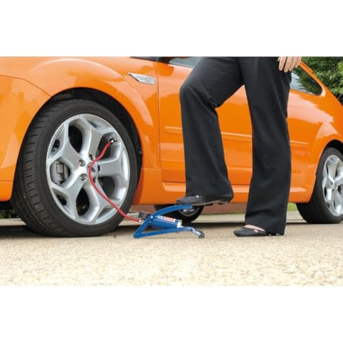 Draper 14172 Single Cylinder Foot Pump with Pressure Gauge, 29.6cm x 9.8cm x 8.6cm,Blue