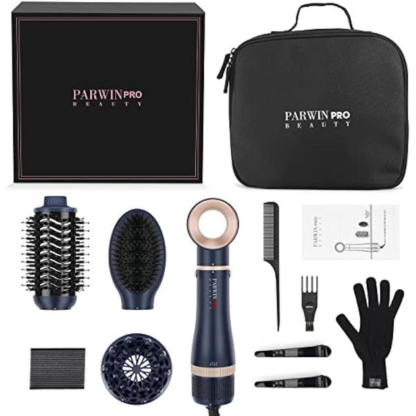 4 in 1 Hair Dryer Brush Set, Multi Air Styler with 4 Attachments as Hairdryer, Hot Air Brush, Hair Diffuser, Hot Brush for Hair Styling, Ionic Care Frizz-Free, Blue