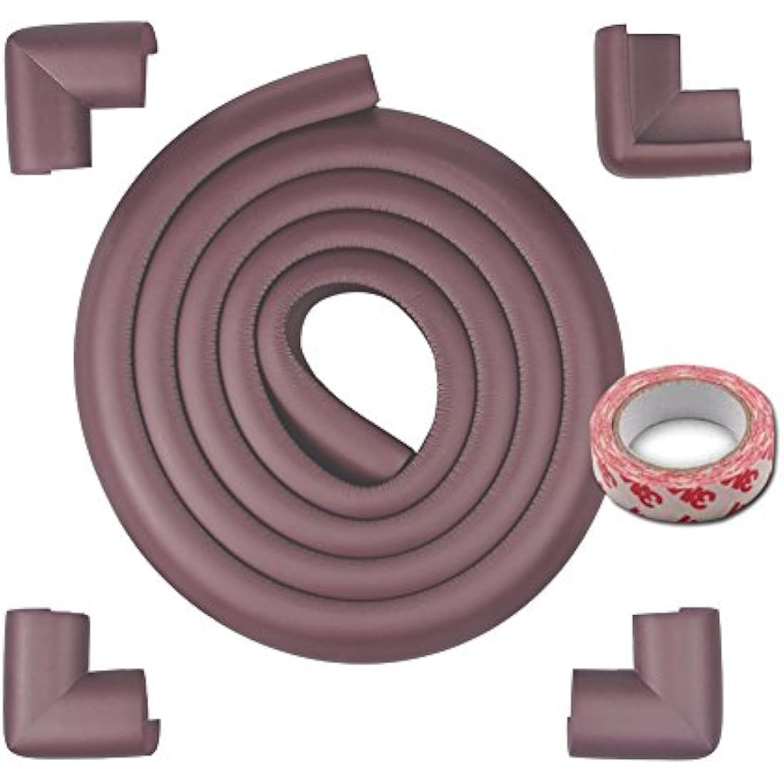 Fairy Baby Safety Baby Edge & Corner Guards Colorful Childproofing Protection(6.6ft Edge Guard+4 Corner Guards) (Brown-4M)