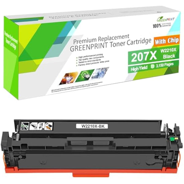 GREENPRINT W2210X 207X Compatible Toner Cartridge Black with Chip 3150 Pages High Capacity for M255 M255dw M255nw MFP M282 M282nw M283 M283fdw M283fdn M283cdw Printer