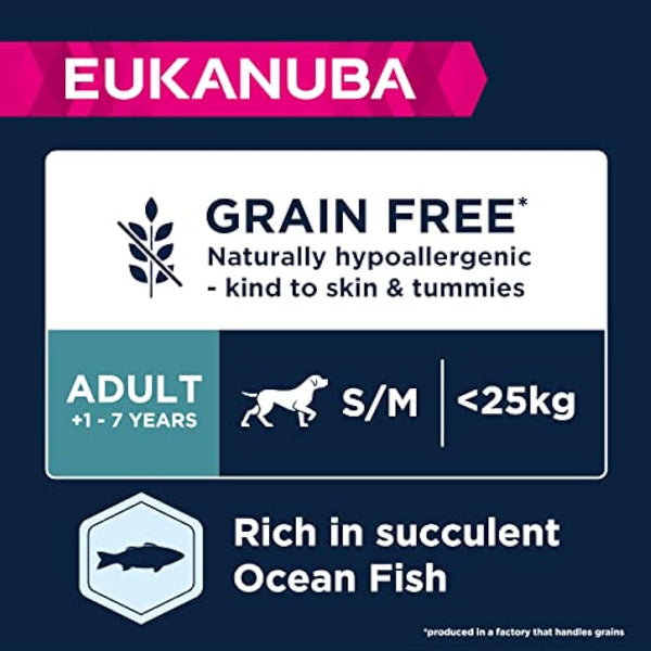 Eukanuba Grain Free Complete Dry Dog Food for Puppy Large and Giant Breeds with Ocean Fish 12 kg