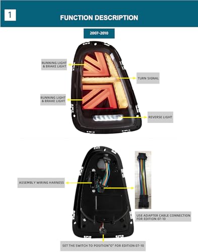 VLAND Tail Lights for Mini Cooper R56 R57 R58 R59 2007-2013 Rear Lights Lamp Assembly With Sequential Indicator and Welcome Lights(Smoked)