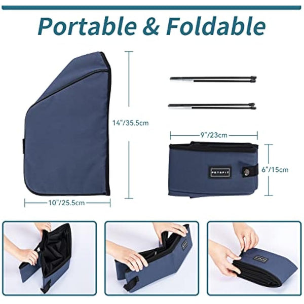 PETSFIT Travel Litter Box for Cats - Removable and Washable 2-Layer Leak-Proof Lining, Scratch-Resistant Fabric with Sturdy Support Frame, Cat Collapsible & Travel Litter Box, Lightweight Blue