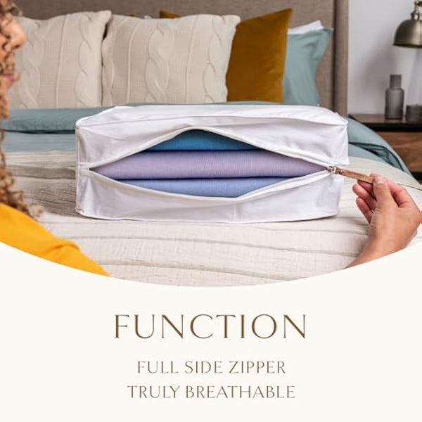 Hayden Hill Luxury Organic Cotton Sweater Storage Bag - Fits 6 Fine Knit Sweaters - 18 Inch - Cashmere Garment Bag - Breathable Clothes Bag for Sweaters and Linen - Certified Carbon Neutral