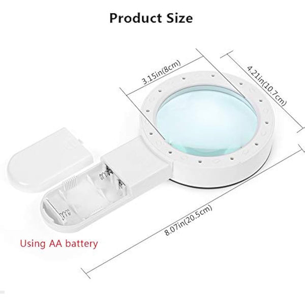 Magnifying Glass with Light, 30X Handheld Large Magnifying Glass 12 LED Illuminated Lighted Magnifier for Macular Degeneration, Seniors Reading, Soldering, Inspection, Coins, Jewelry, Exploring