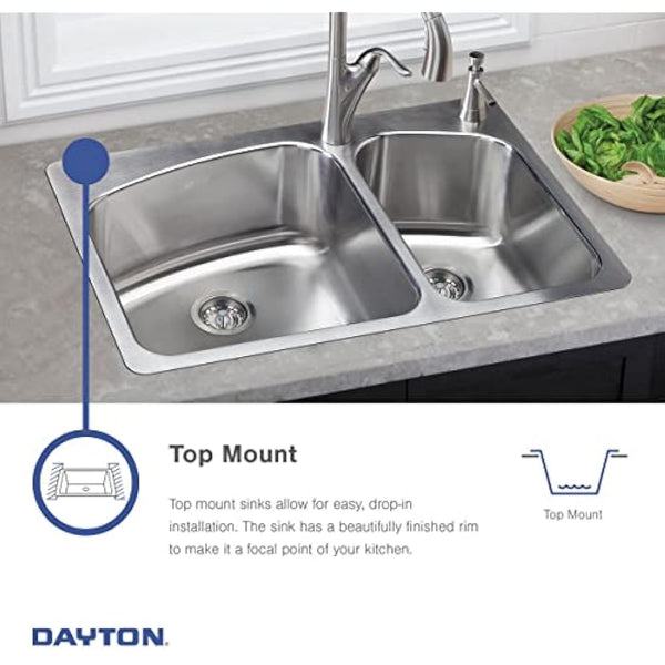 Elkay D125224 Dayton 25-Inch by 22-Inch Stainless Steel Single Bowl Four-Hole Kitchen Sink, Satin Finish