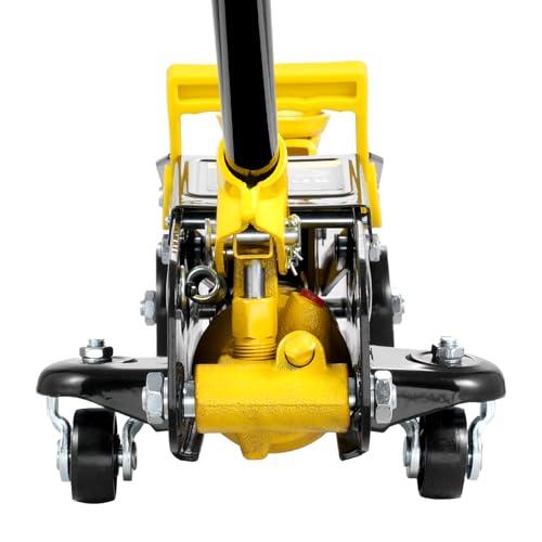 VEVOR Low Profile Floor Jack 1.5 Ton (3300 lbs), Heavy Duty Iron Hydraulic Racing Floor Jack, Hydraulic Car Jack, Single Piston Quick Lift Pump, 4.7"-12.1" Height Lifting Range (Yellow)