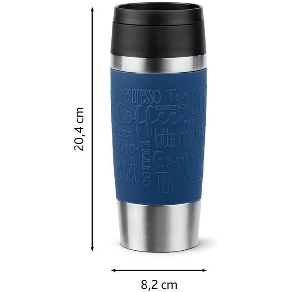 Tefal Travel Mug Classic Blue, Comfort Screw Lid, Quick Press, Soft-Touch Sleeve, Travel-Ready, Reusable, 100% Leak-Proof, Keeps Drinks Cold (8 hrs) and Hot (4 hrs), 360° Drinking, N2020310