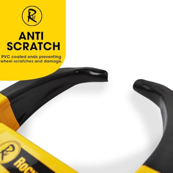 RocwooD Caravan Wheel Clamp Lock Heavy Duty Anti Theft Protection Trailer Security 2 Keys Car Motorhome Adjustable Tyre Claw Boot Weather Resistant Safety